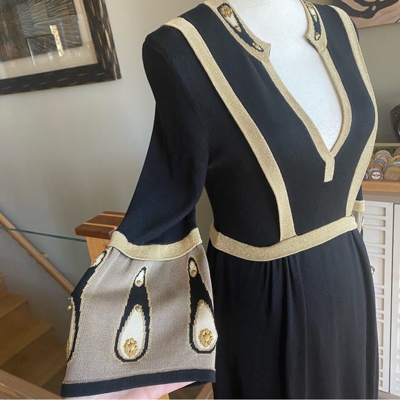 TEMPERLEY LONDON— Size 6 , Black & Gold Silk Knit Dress — GORGEOUS! 😍 - Picture 5 of 17
